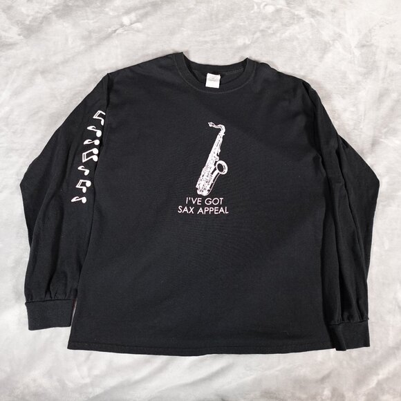 Ive Got Sax Appeal Saxophone Funny T Shirt Mens L Slim Faded Black Y2K - Picture 1 of 7